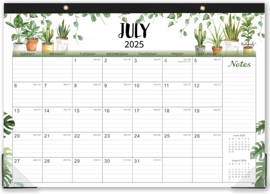 2025-2026 Desk Calendar: 18-Month 2-in-1, Large Blocks, Plant Theme