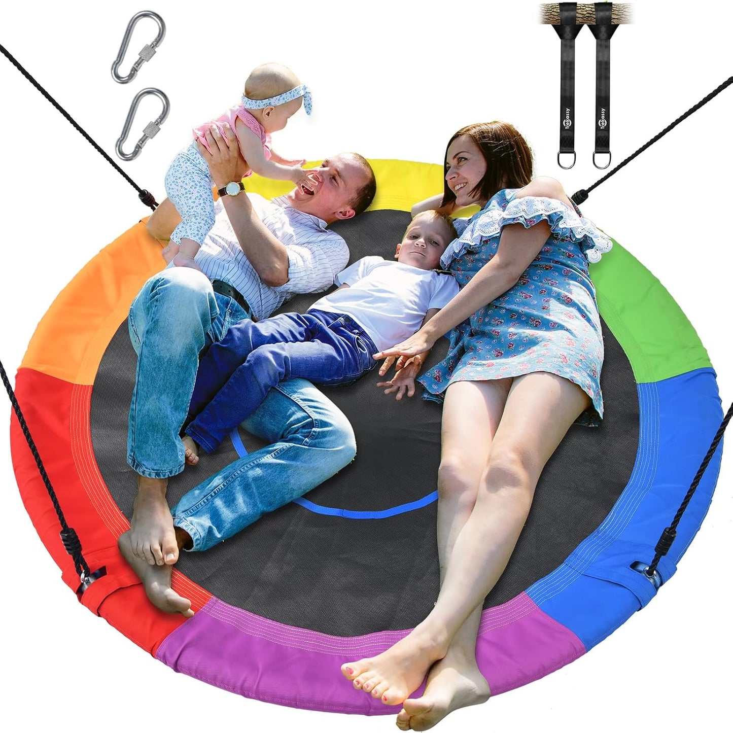 Trekassy 60in Large Saucer Tree Swing for Kids and Adults Fun