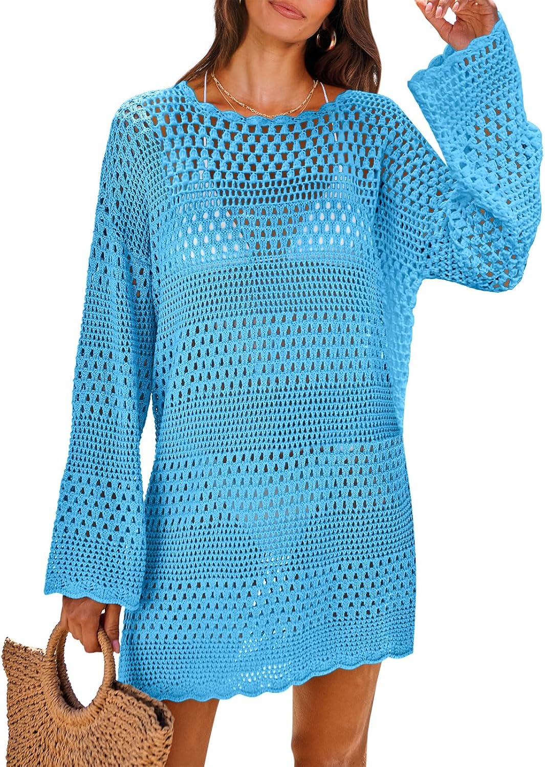ANRABESS Women Swimsuit Crochet Cover Up for Summer Fun