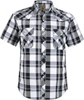 Men's Western Cowboy Pearl Snap Short Sleeve Plaid Work Shirt - Casual