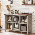 Farmhouse 6 Cube Bookshelf Rustic Grey Oak - Sturdy Storage for Home