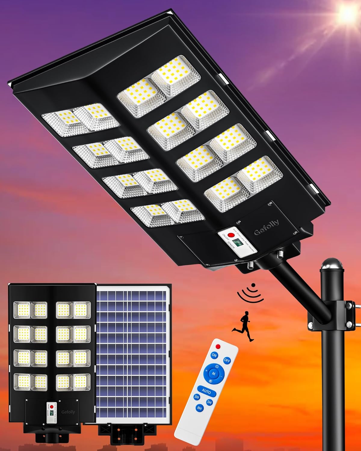 Gefolly SL-2800W Solar Street Lights for Outdoor Security Use
