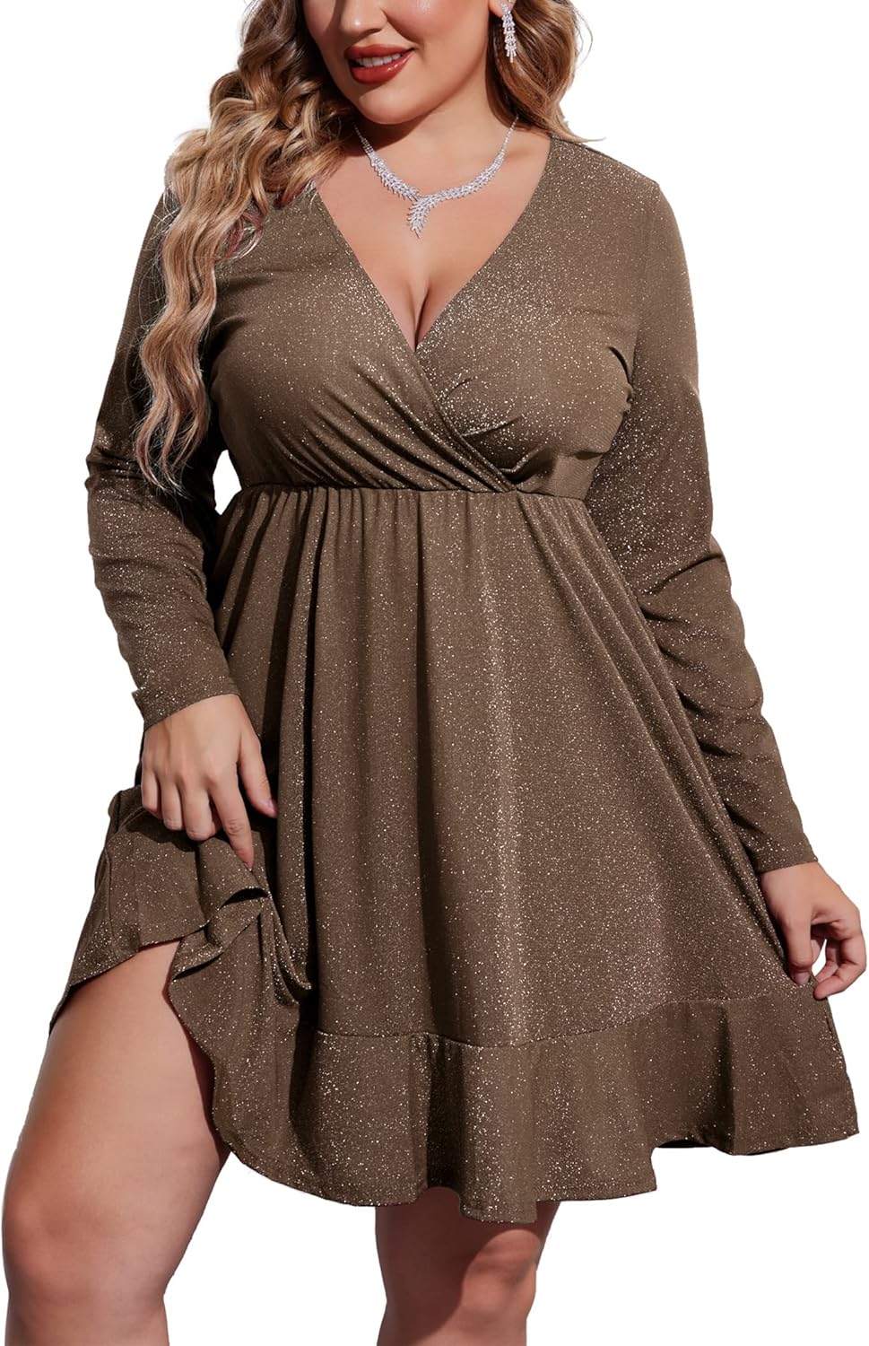 IN'VOLAND Plus Size Womens Glitter Dress for Cocktail Parties