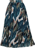 GOOBGS Women's Pleated A-Line High Waist Midi Skirt - Wrinkle