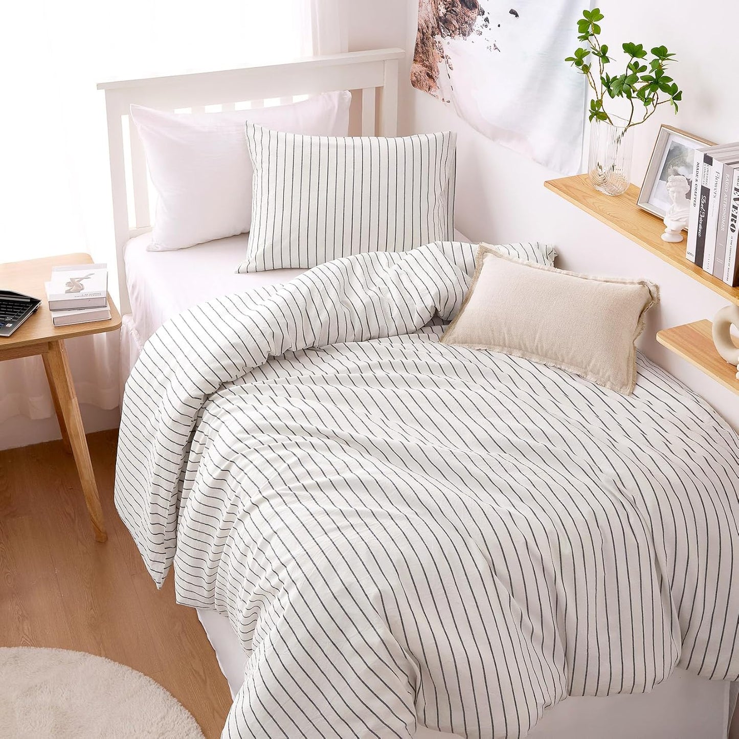Striped Cotton Duvet Cover Set for Twin Size Bedding Needs