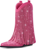 Fringe Cowboy Boots for Women Mid Calf Cowgirl Boots - Festival Ready