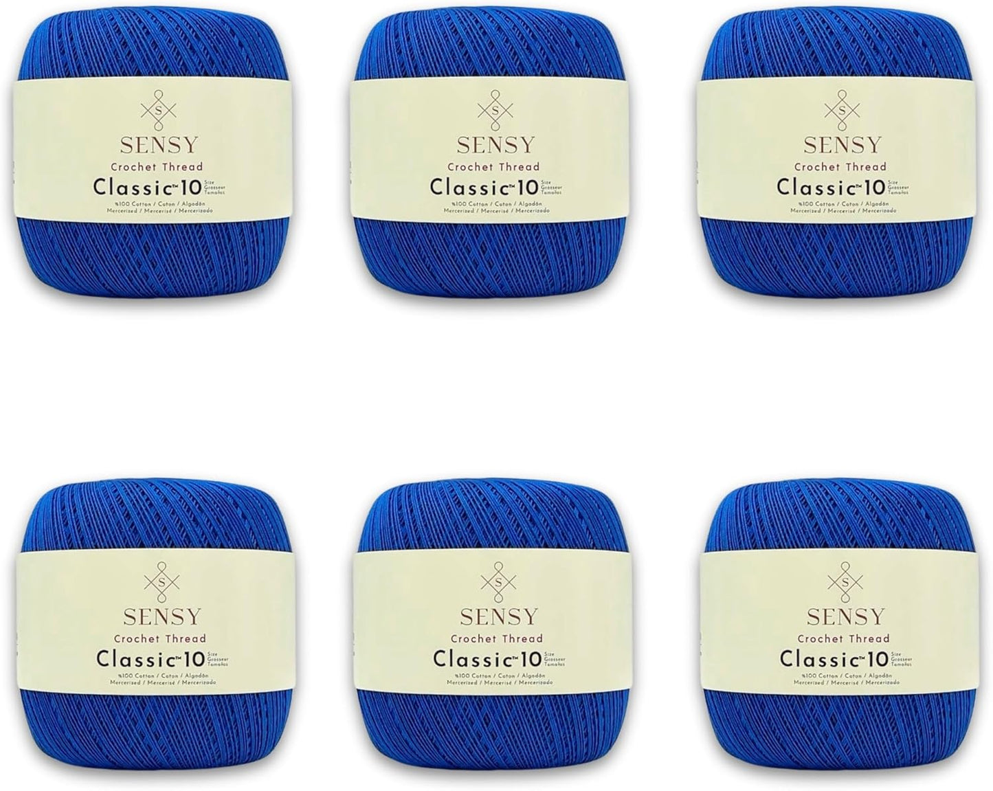 6 Skeins of Sensy Crochet Thread Classic Size 10 for Crafting
