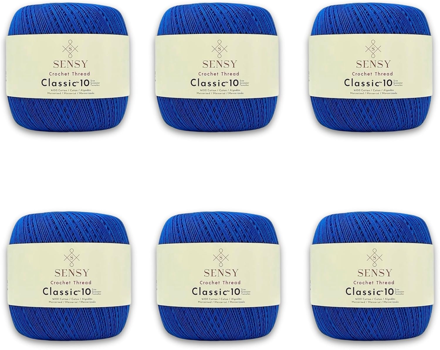 6 Skeins of Sensy Crochet Thread Classic Size 10 for Crafting