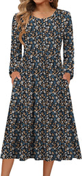 Zeagoo Long Sleeve Dresses for Women: Casual Flowy A-Line Midi