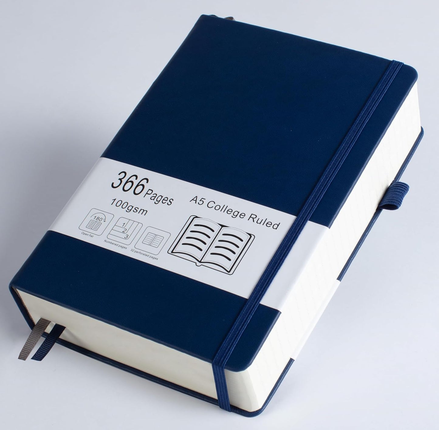 VOLINOTE A5 Navy Hardcover Notebook: 366 Numbered Pages, 100GSM Paper