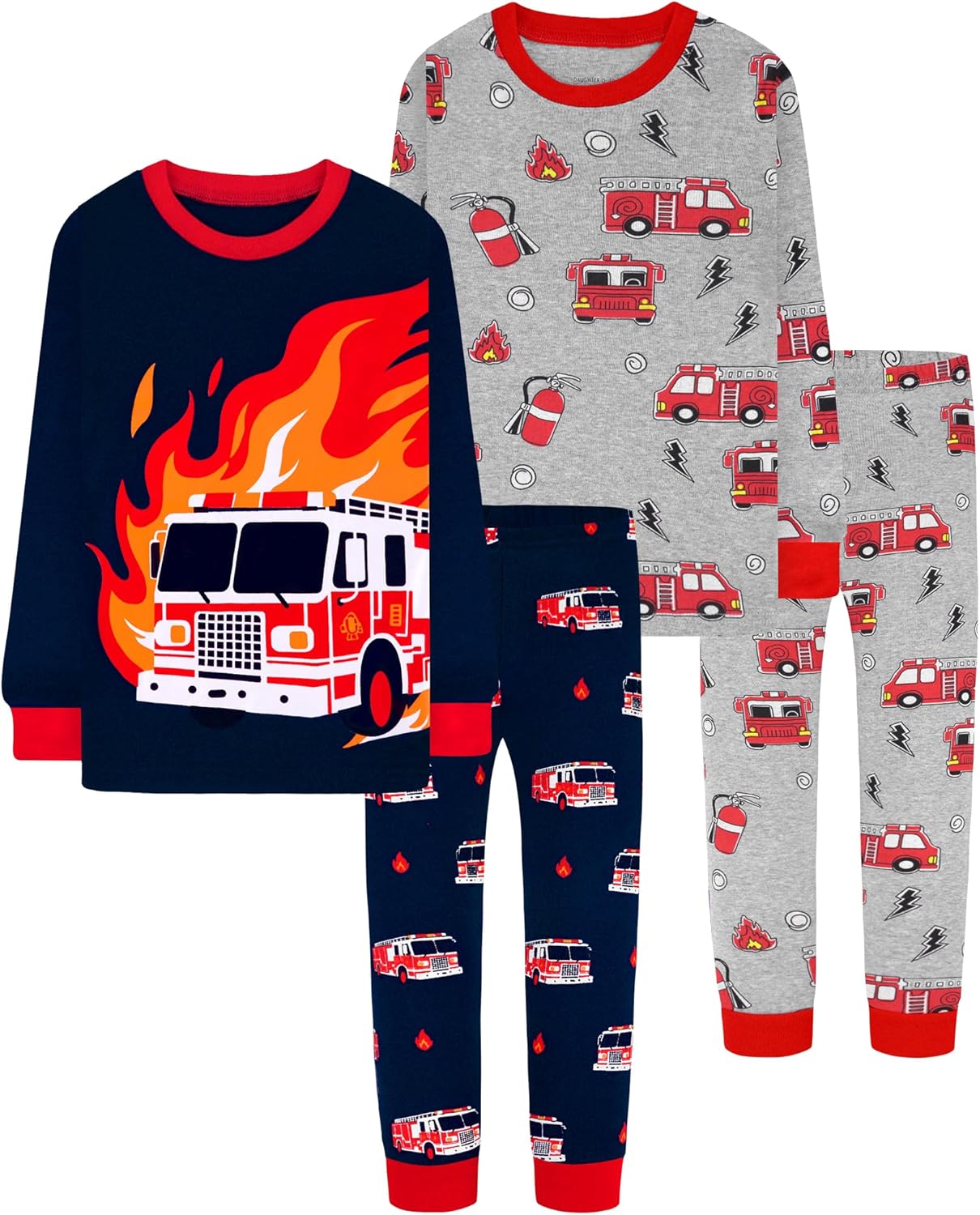 Boys 100% Cotton Long Sleeve Pajamas for Ages 18 Months to 12 Years