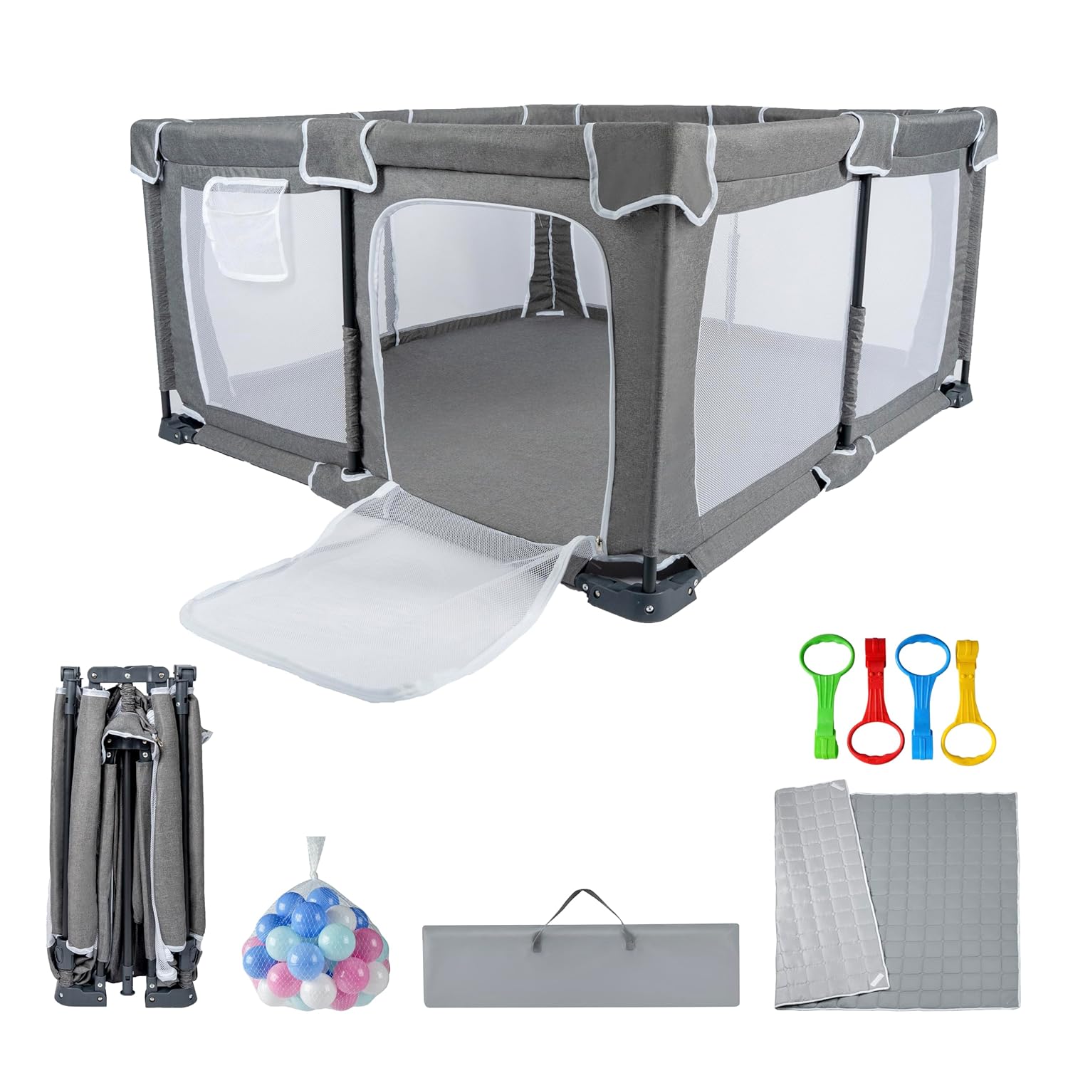 Foldable Baby Playpen 59in x 71in for Safe Play Areas