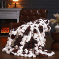 Cow Print Brown Faux Fur Throw Blanket for Couch - Plush 60x80in