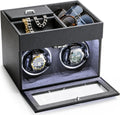 VELORIA Double Watch Winder - Silent Japanese Motor, LED Backlight