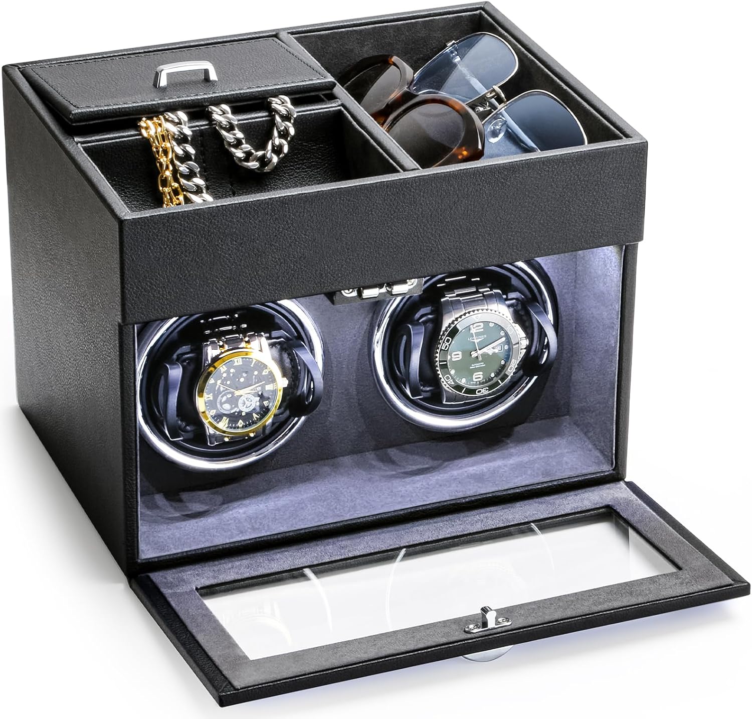 VELORIA Double Watch Winder - Silent Japanese Motor, LED Backlight