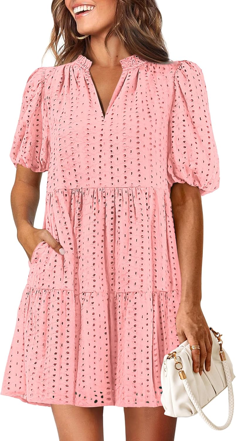 KIRUNDO Eyelet Summer Dresses for Women with Pockets 2025