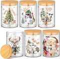 Christmas Glass Storage Jars 6-Pack with Airtight Bamboo Lids