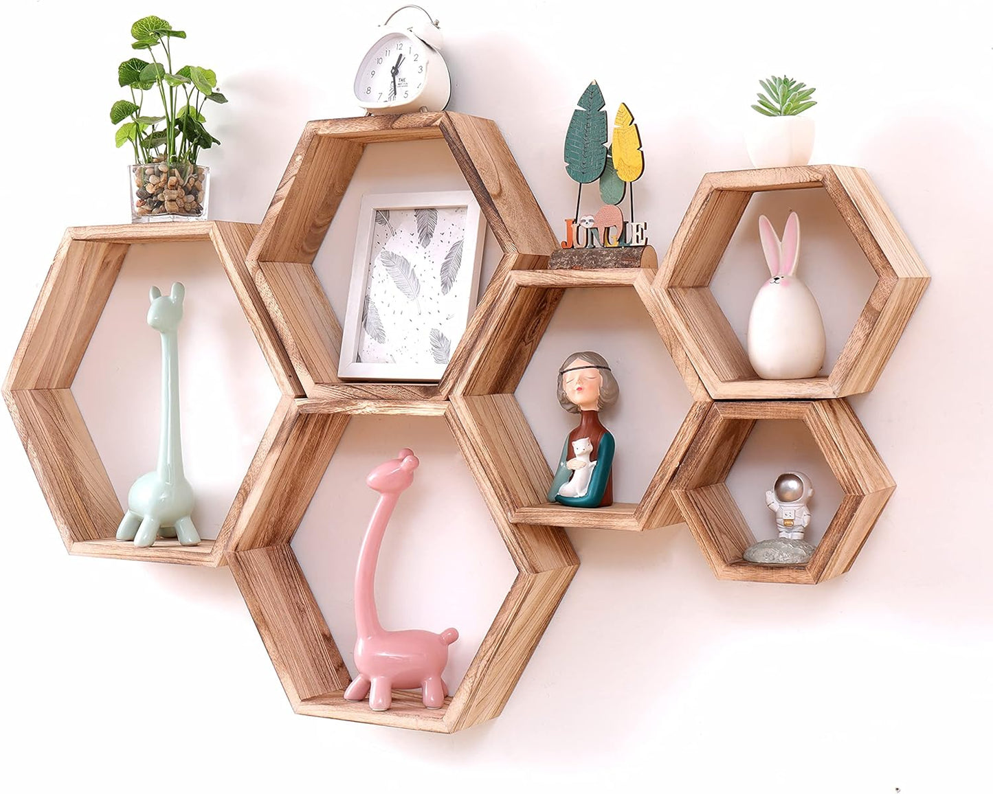 WONFUlity Hexagon Floating Shelves for Stylish Home Storage