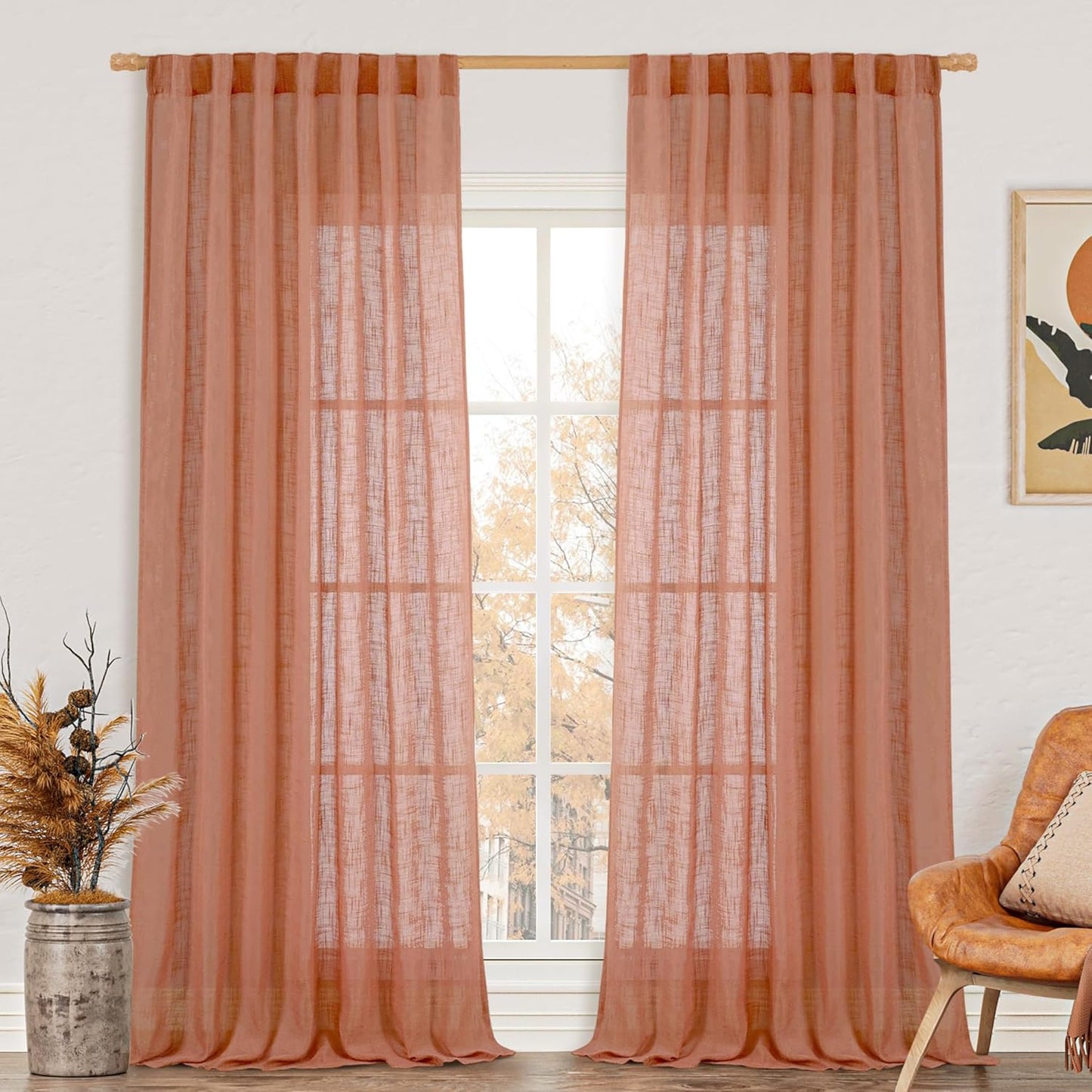 LAMIT Extra Wide Linen Curtains for Bedroom and Living Room