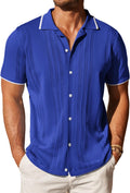 COOFANDY Men's Knit Button Down Shirt - Lightweight Vintage Polo Shoes