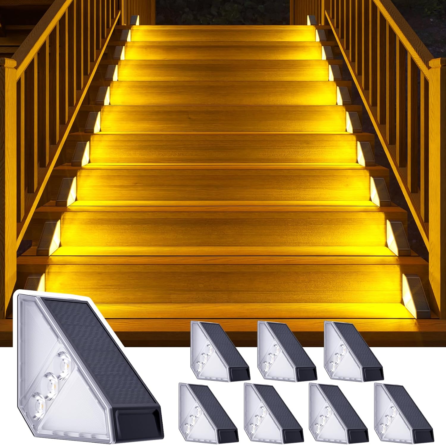 ROSHWEY Solar Step Lights Outdoor Waterproof for Safe Night Walks