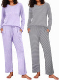 Ekouaer Womens Pajama Sets 2-Pack Long Sleeve Soft Sleepwear - Cozy