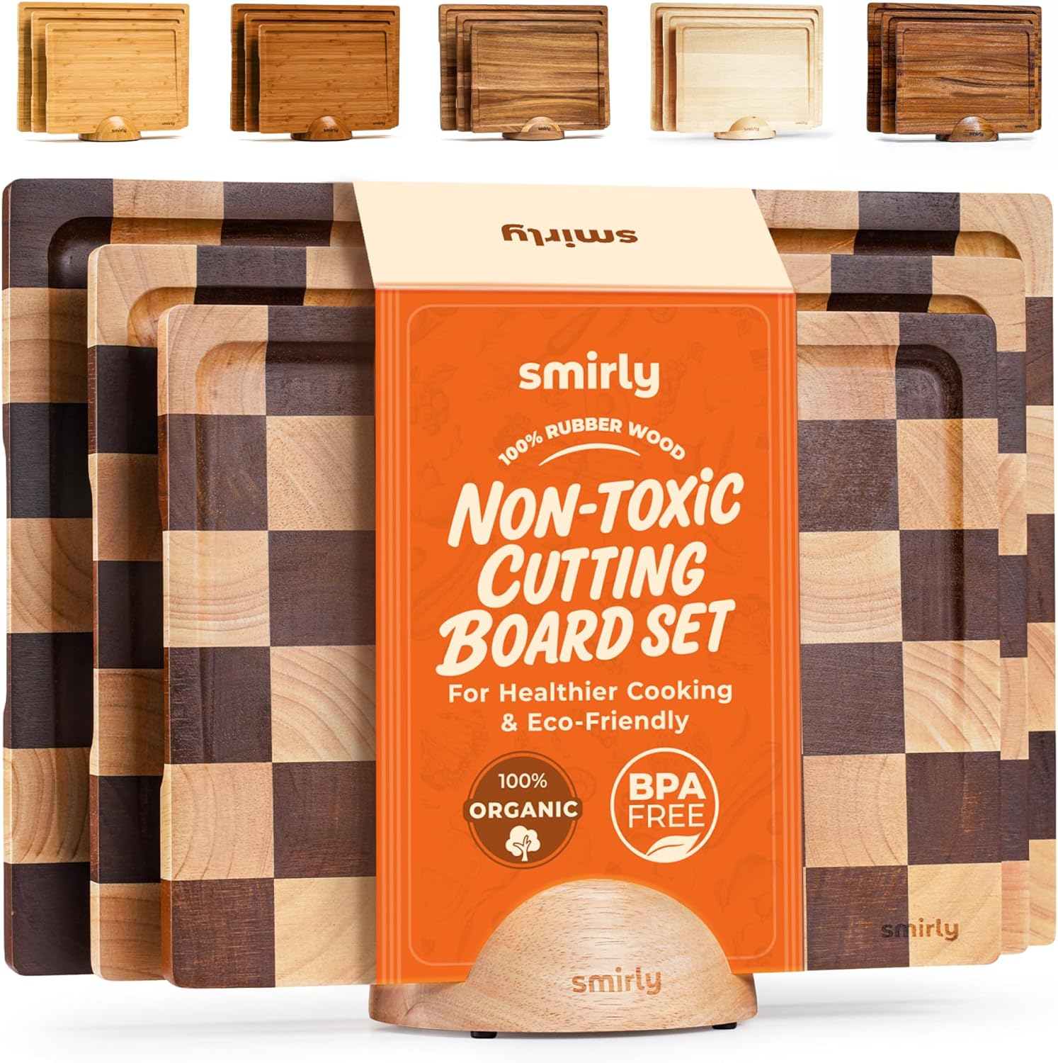 SMIRLY Wood Cutting Boards Set - Stylish, Durable & Versatile
