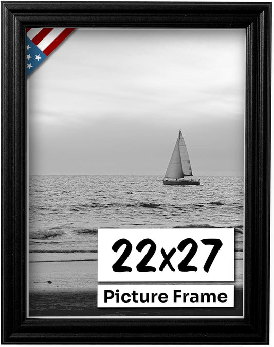 Black 22x27 Picture Frame - Handmade Solid Wood Wall Decor