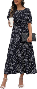 GRECERELLE Women's Summer Casual Loose Crewneck Boho Dress