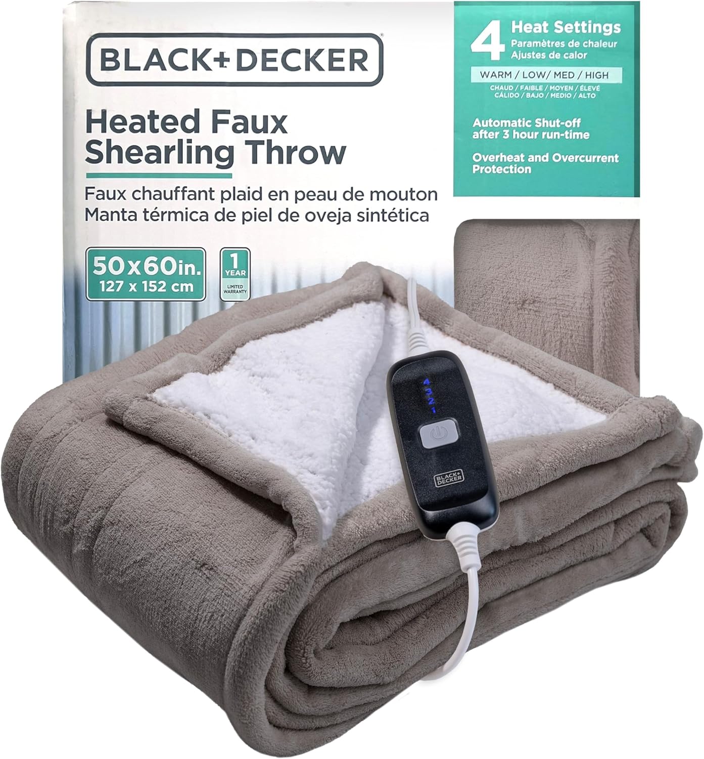 BLACK+DECKER Heated Blanket Electric Throw for Ultimate Comfort