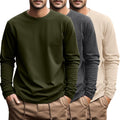 Men's Big and Tall Long Sleeve Cotton Tee 3-Pack - Loose Fit