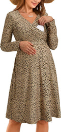 OUGES Womens 2025 V-Neck Maternity Nursing Dress - Comfortable Floral
