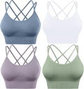 Cross Back Sports Bra Padded Strappy Criss Cross Cropped Bra