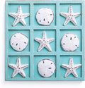 Beach Tic Tac Toe Travel Game Teal Wood Board - Coastal Coffee Table