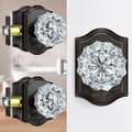 Crystal Door Knobs with Lock 3 Pack - Vintage Glass for Privacy