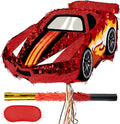 Race Car Pinata - Red Racing Car Birthday Pinata with Blindfold