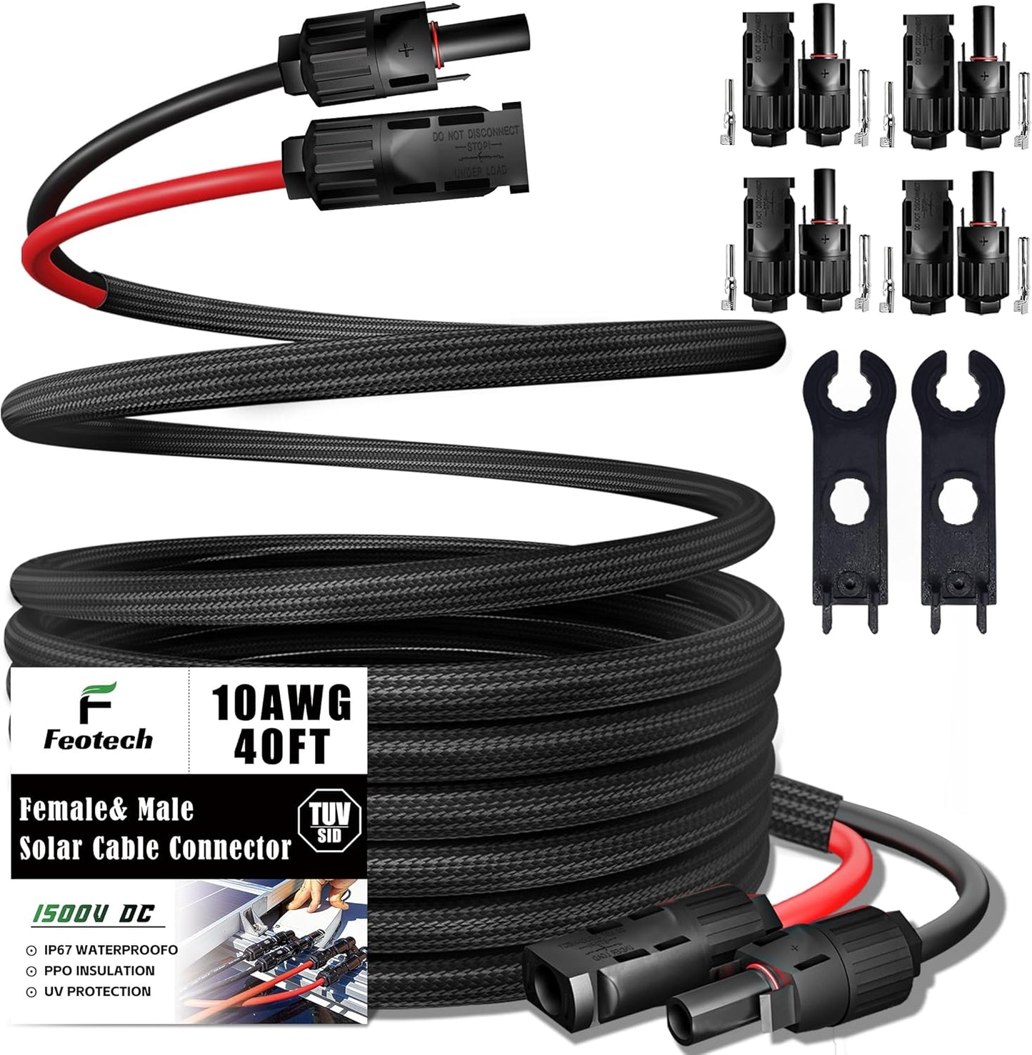 Twin Wire 40 Feet Solar Extension Cable 10AWG for Reliable Power