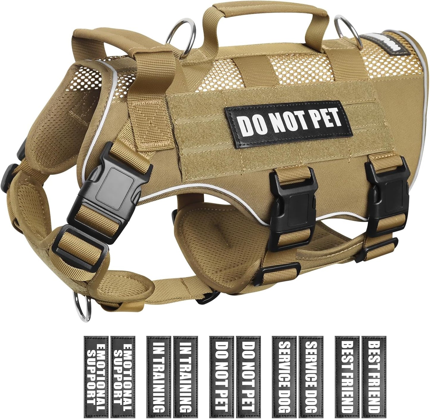 WINSEE Mesh Dog Harness for Large Service Dogs with Patches