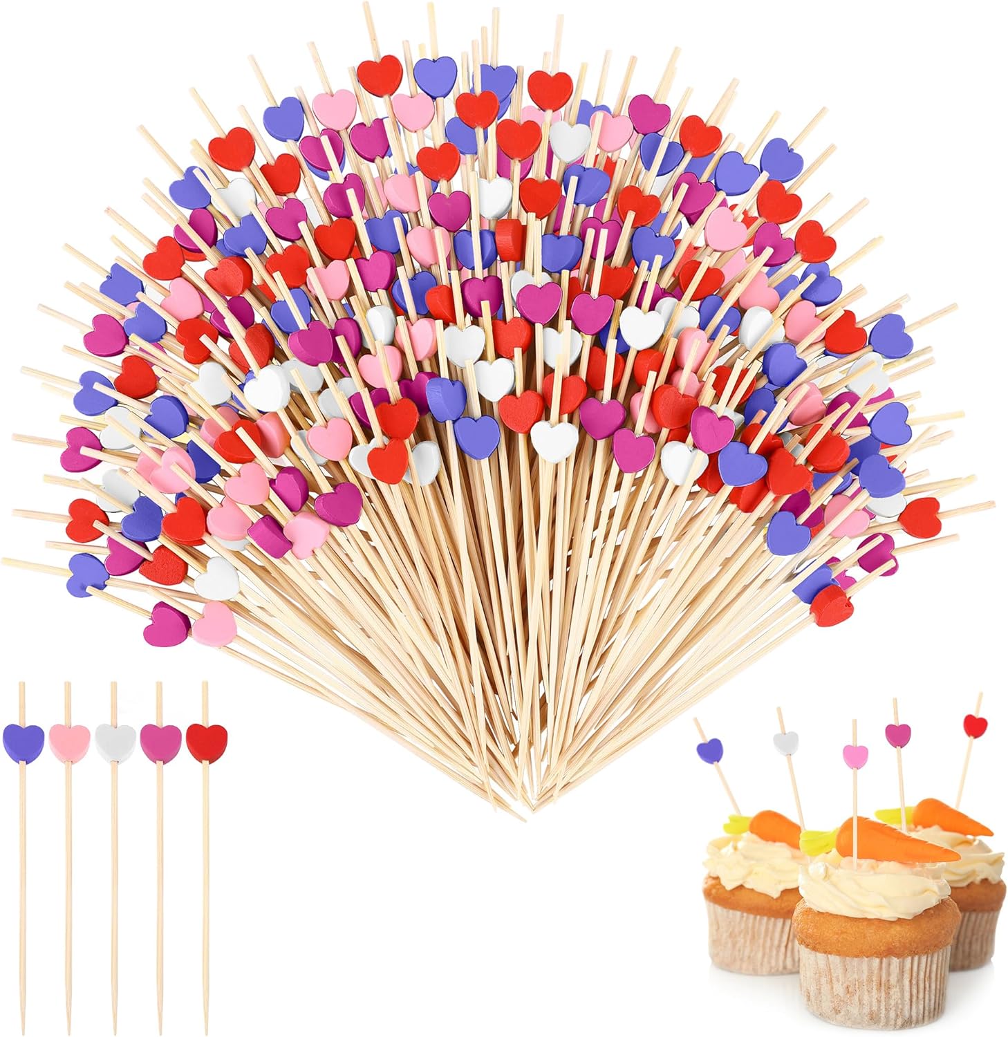 200 Heart Cocktail Picks - Party Perfect!