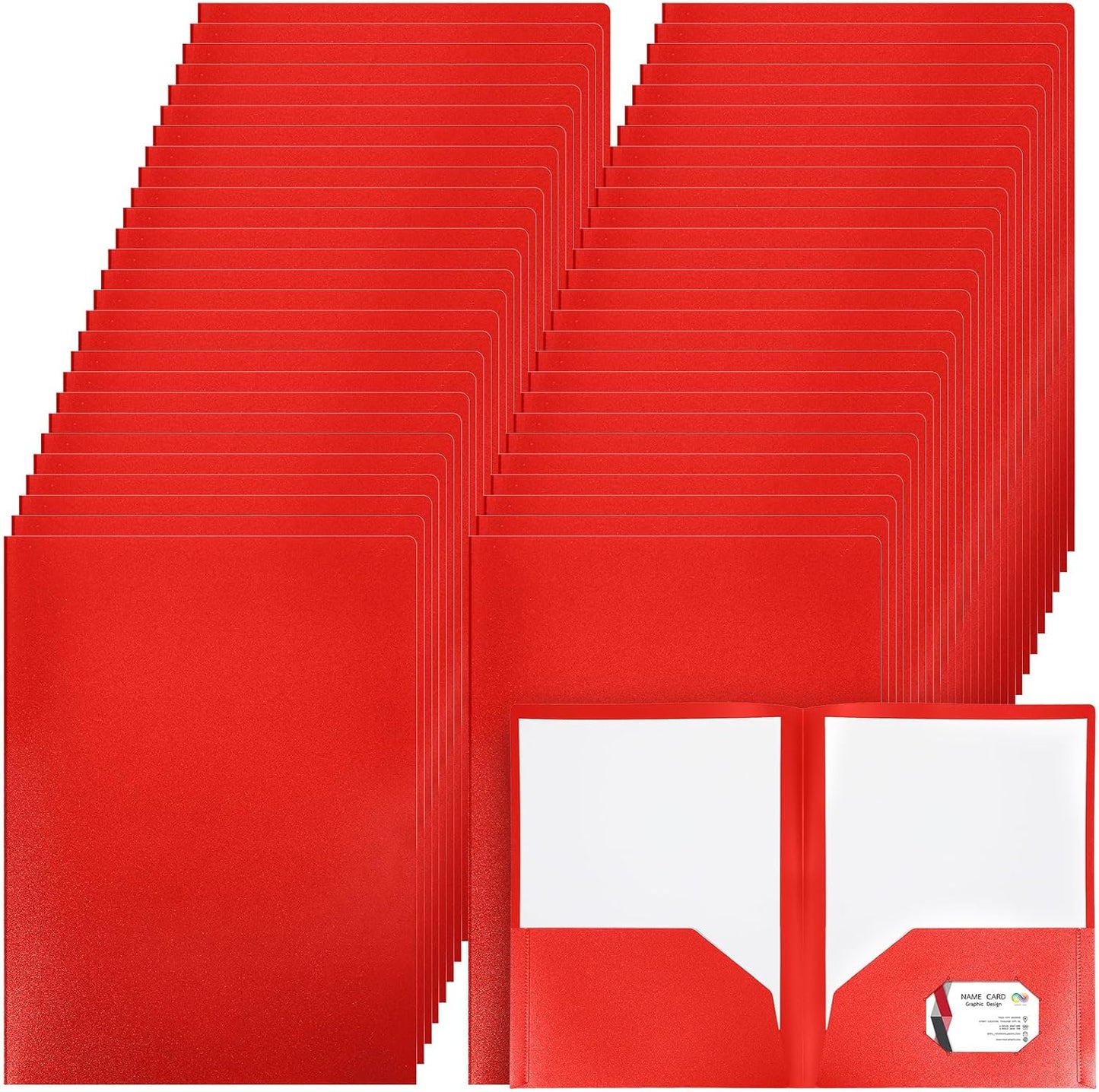 Patelai 50 Pack Plastic Folders with Pocket for Document Storage