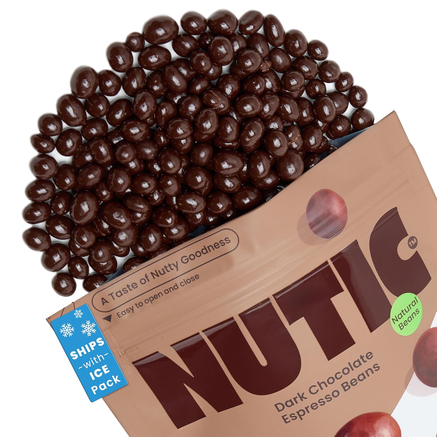 Nutic Dark Chocolate Covered Espresso Beans - Energizing Treat