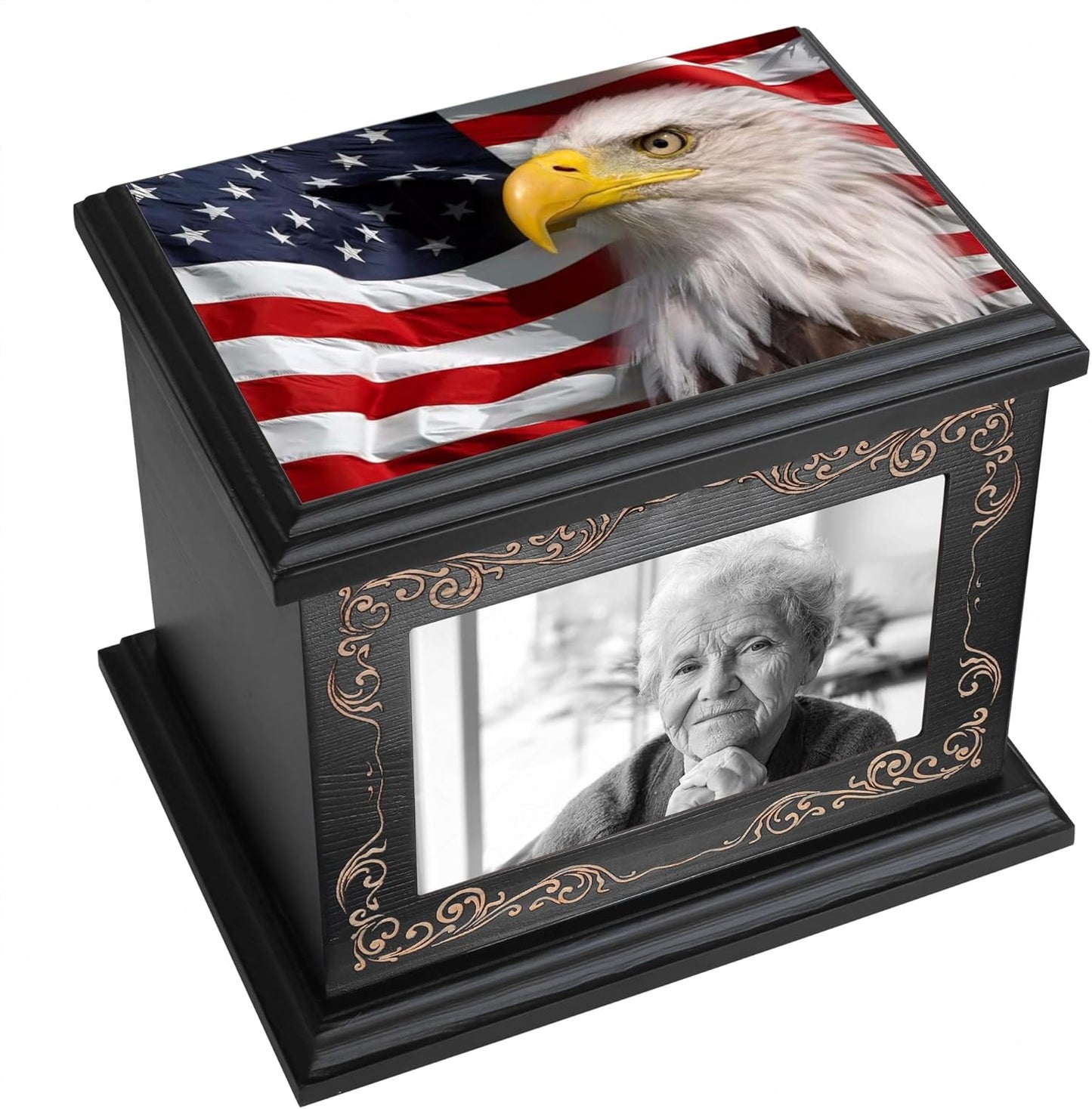 Cremation Urns for Human Ashes with Photo Frame and Wood Design