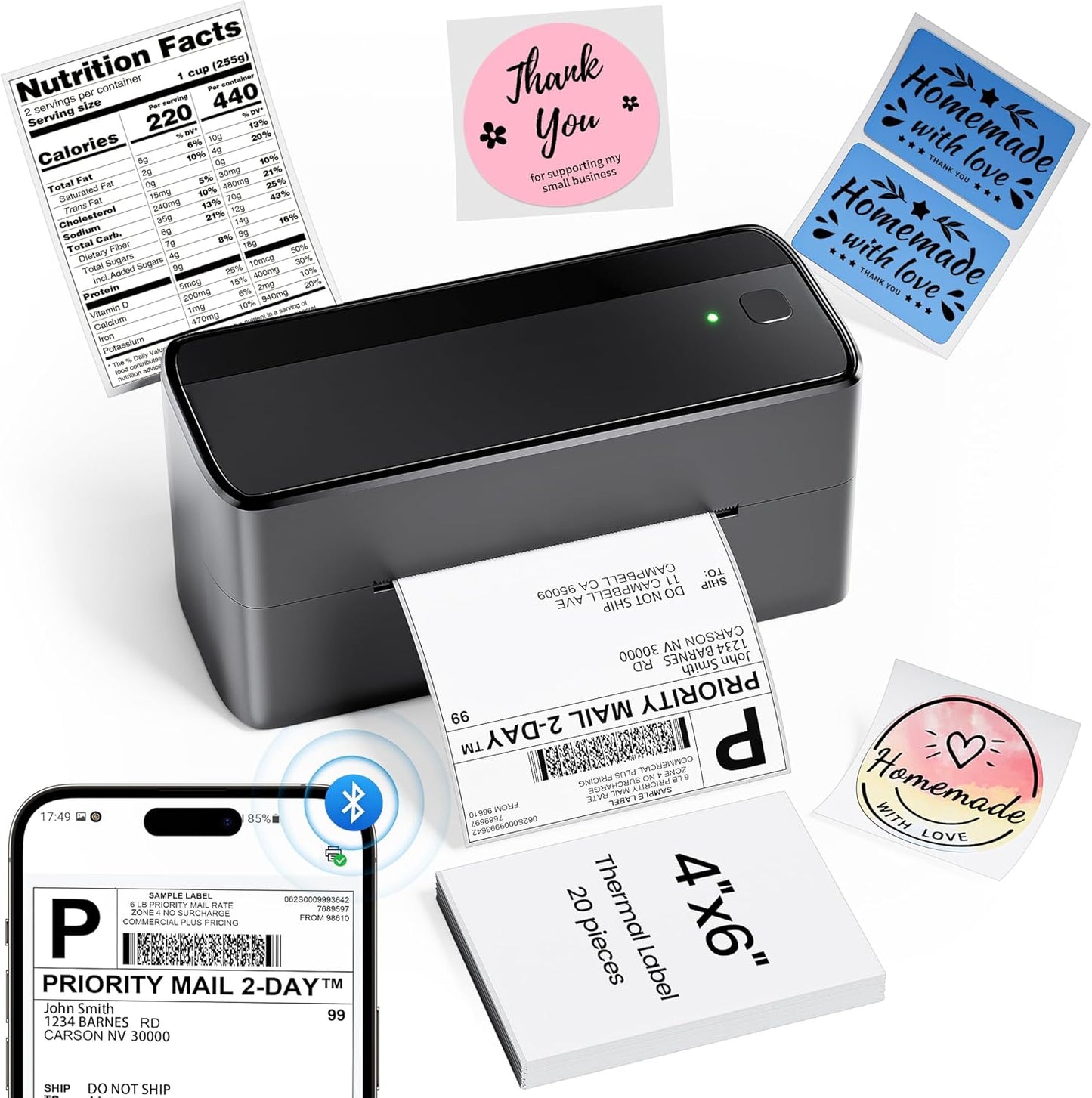 Phomemo 4x6 Shipping Label Printer - High-Speed Bluetooth Printer
