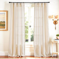 Beige Linen Blend Curtains 50W x 108L 2 Panels - Light Filtering Ecru