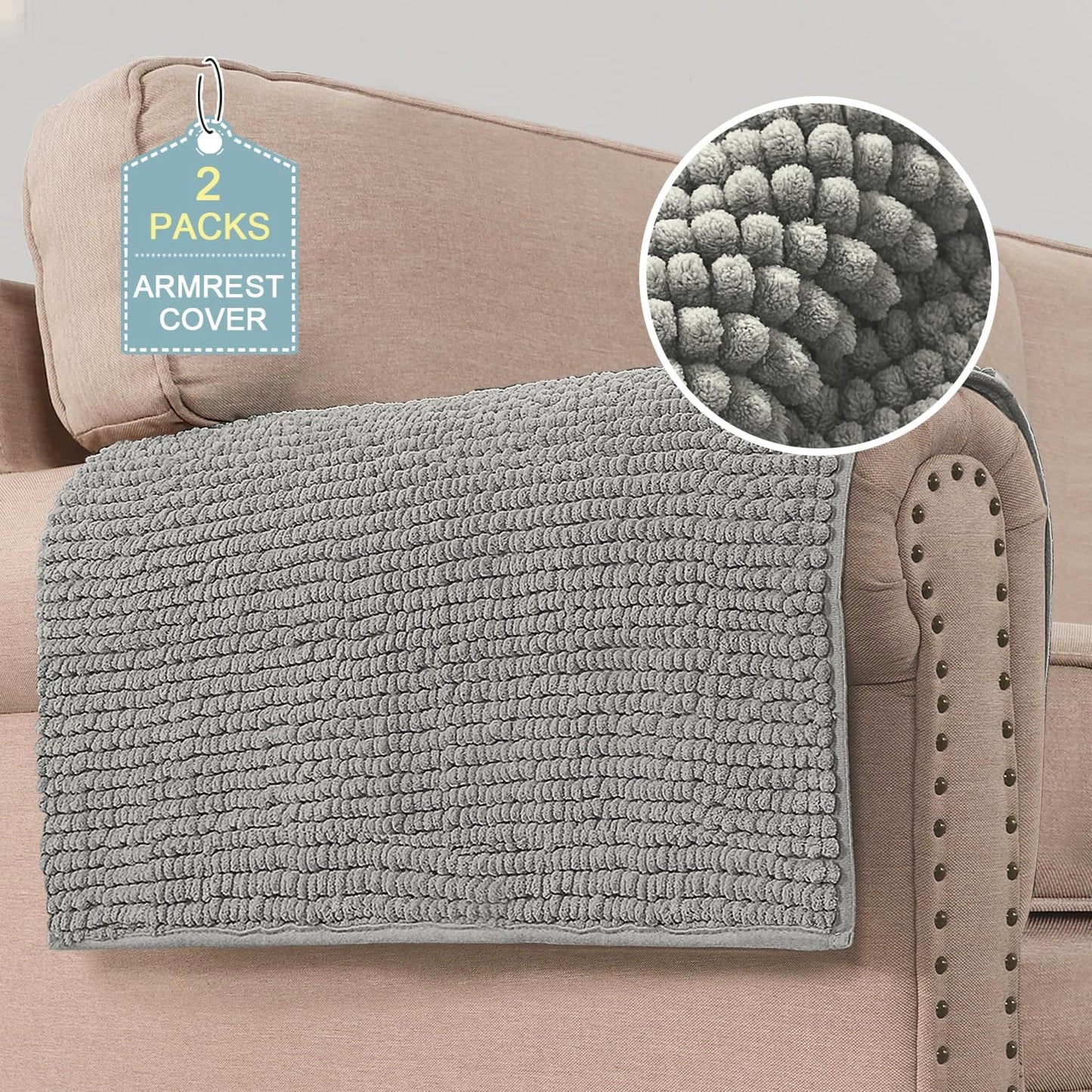 Plush Chenille Couch Armrest Cover for Pets and Furniture