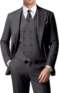 Men's Herringbone Tweed 3 Piece Suit - Retro Peak Lapel pants