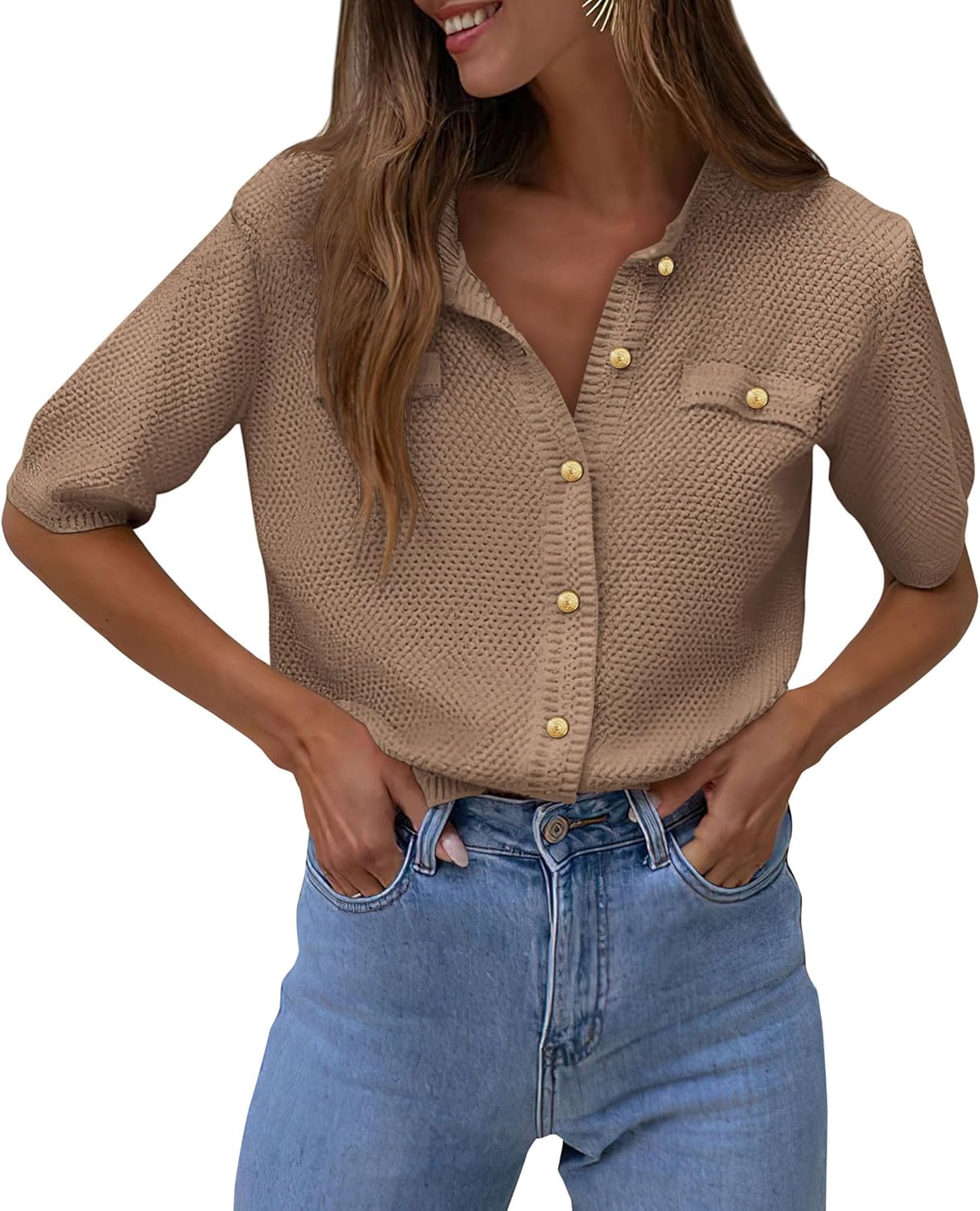 PRETTYGARDEN Women's Summer Button Down Shirts for Casual Style