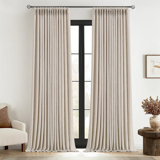 MIULEE Pinch Pleated Thick Linen Curtains for Elegant Living