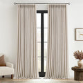 Pinch Pleated Thick Linen Curtains 108 in 2 Panels - Neutral Ivory
