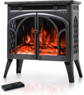 24Inch Electric Fireplace Stove - Retro Free-Standing Infrared Heater